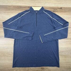 Tasc Performance‎ 1/4 Pullover Men's large Bamboo Cotton Stretch Navy Blue Golf